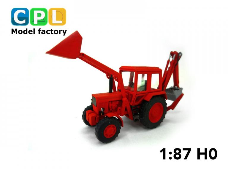Traktorbagger MTS82 Frontlader – rot Fahrstellung